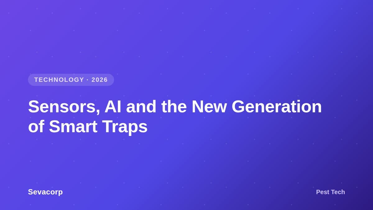 Graphic reading 'Sensors, AI and the New Generation of Smart Traps', tagged Technology, 2026