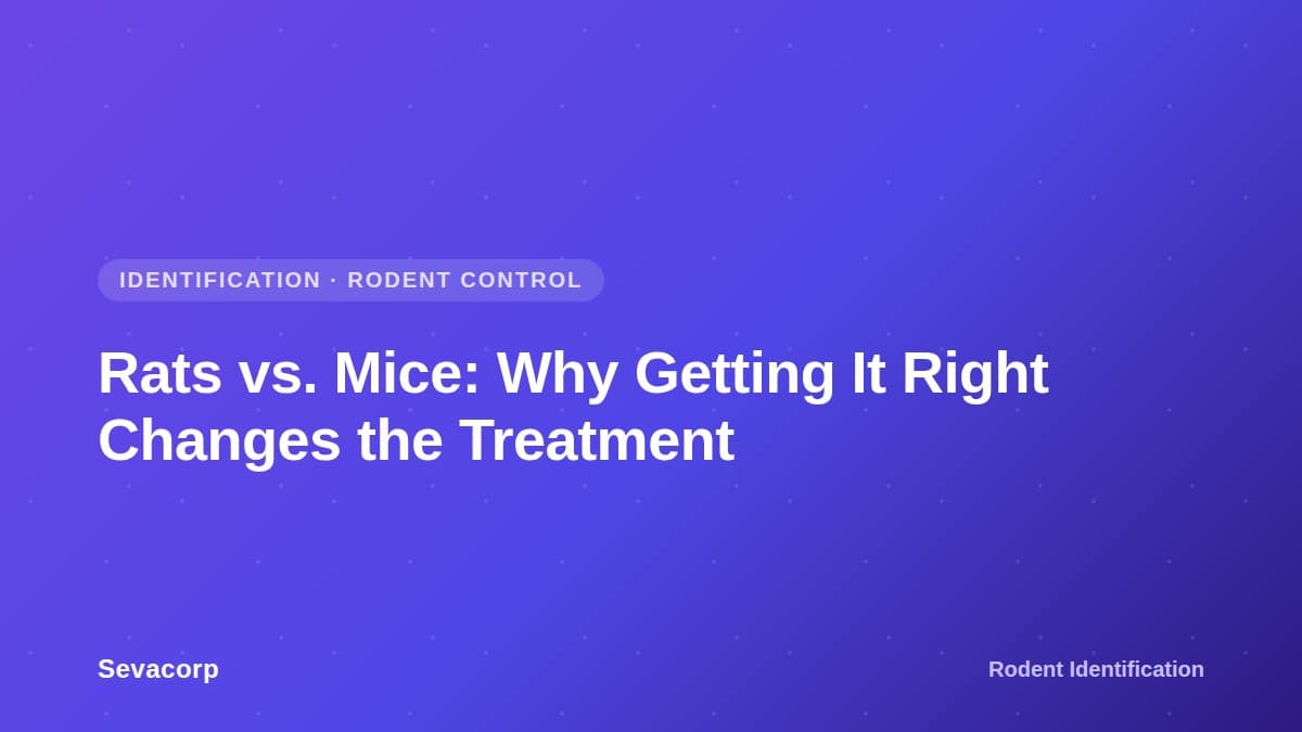 Graphic reading 'Rats vs. Mice: Why Getting It Right Changes the Treatment', tagged Identification, Rodent Control